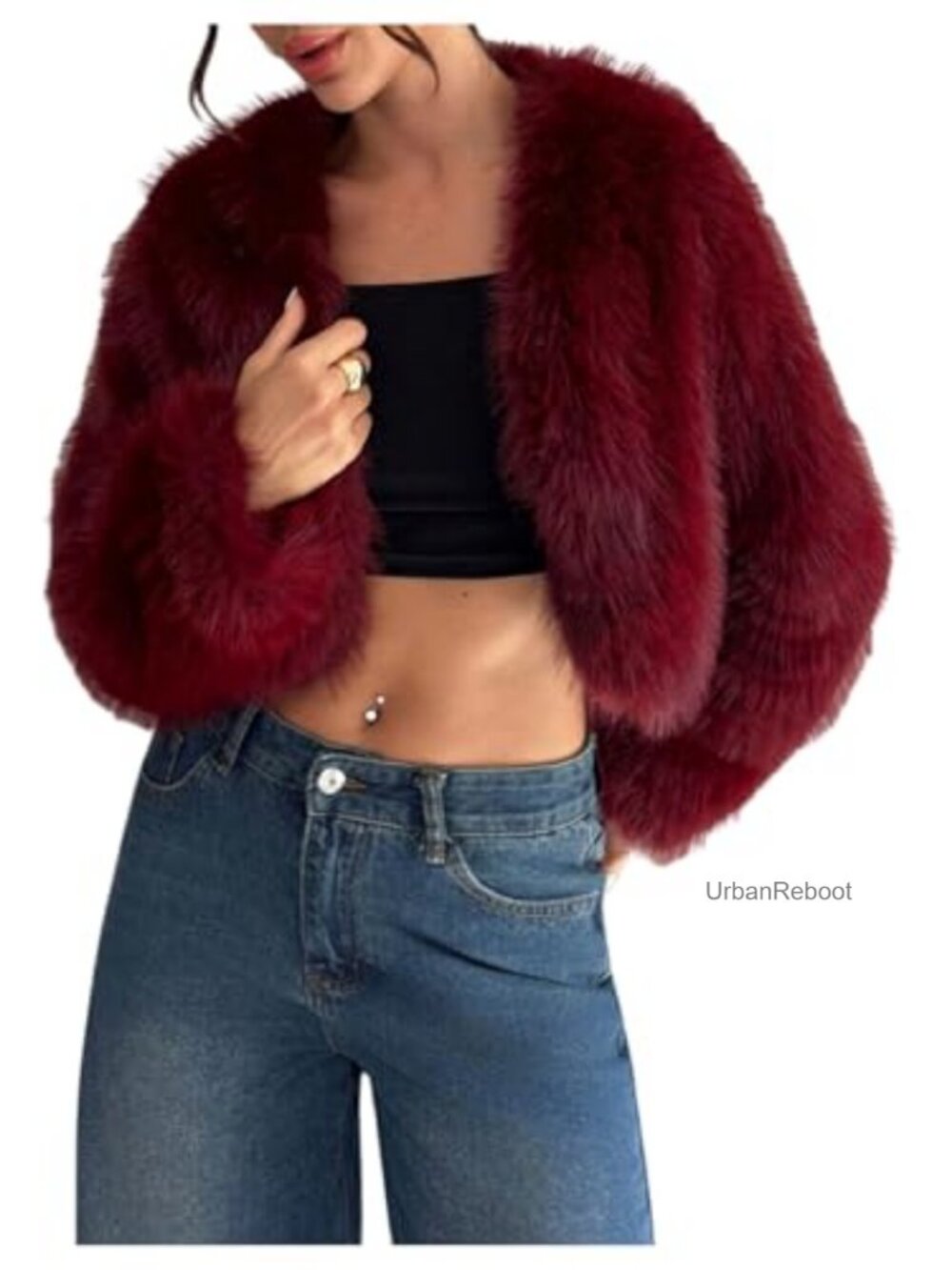 Faux Fur Coat Furry Fuzzy Cropped Jacket Winter Y2k Streetwear